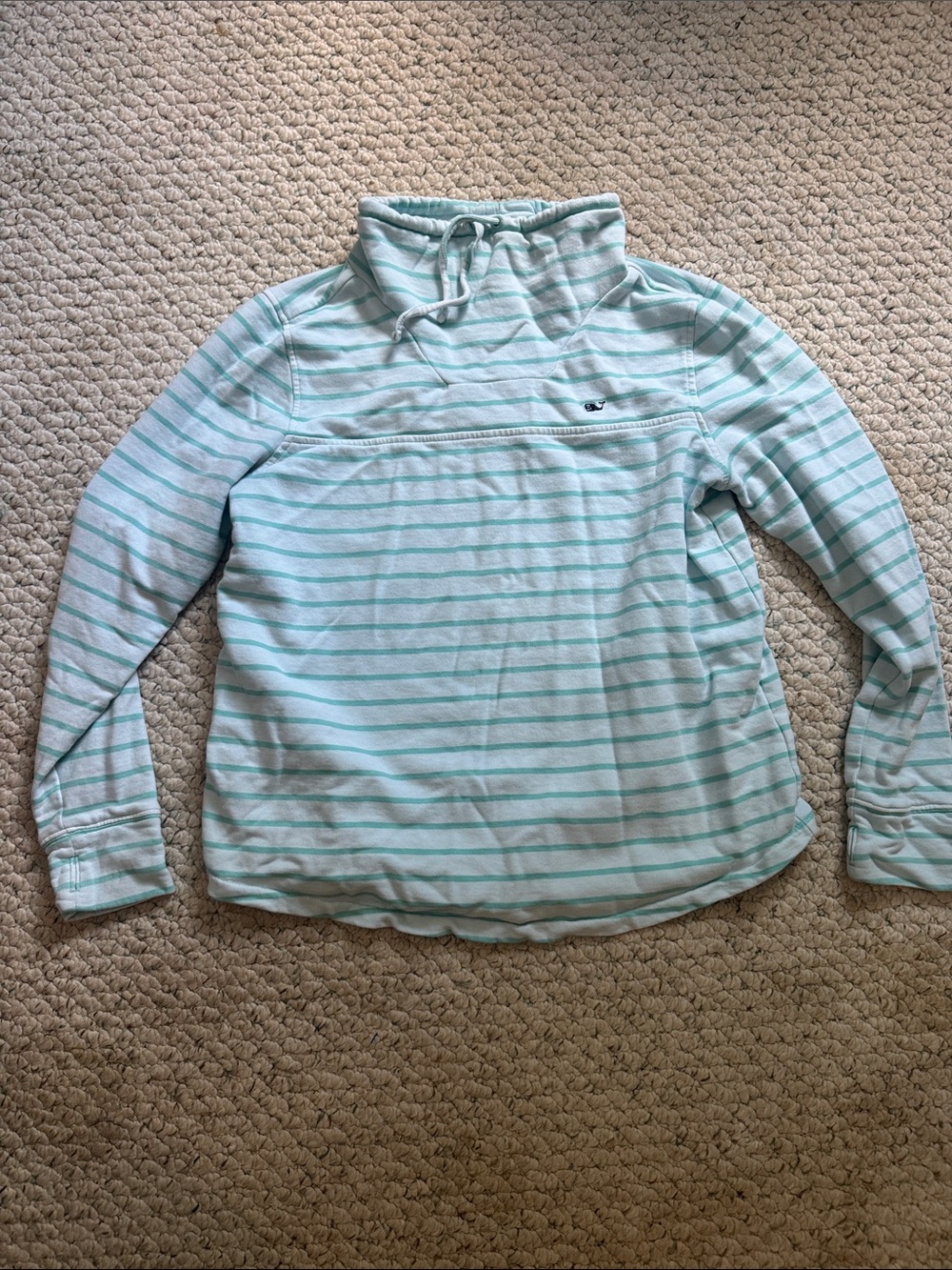 Vineyard Vines Mint and White Striped Pullover